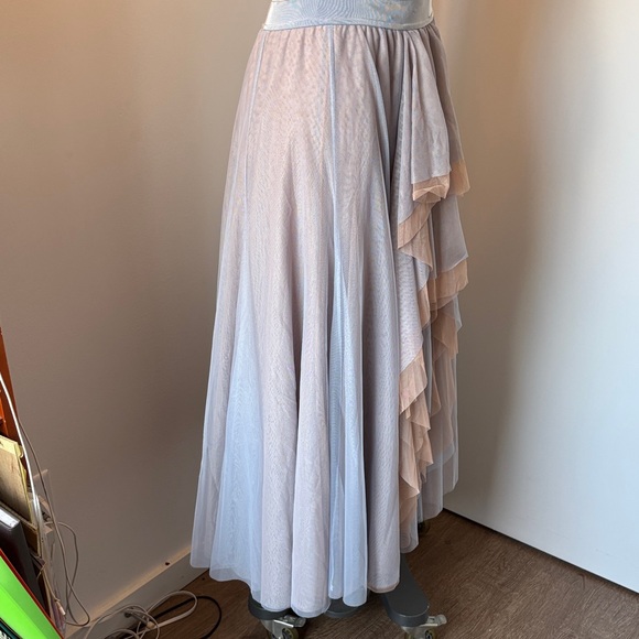 Anthropologie Asymmetrical Skirt in Soft Blue and Pink - Picture 5 of 7